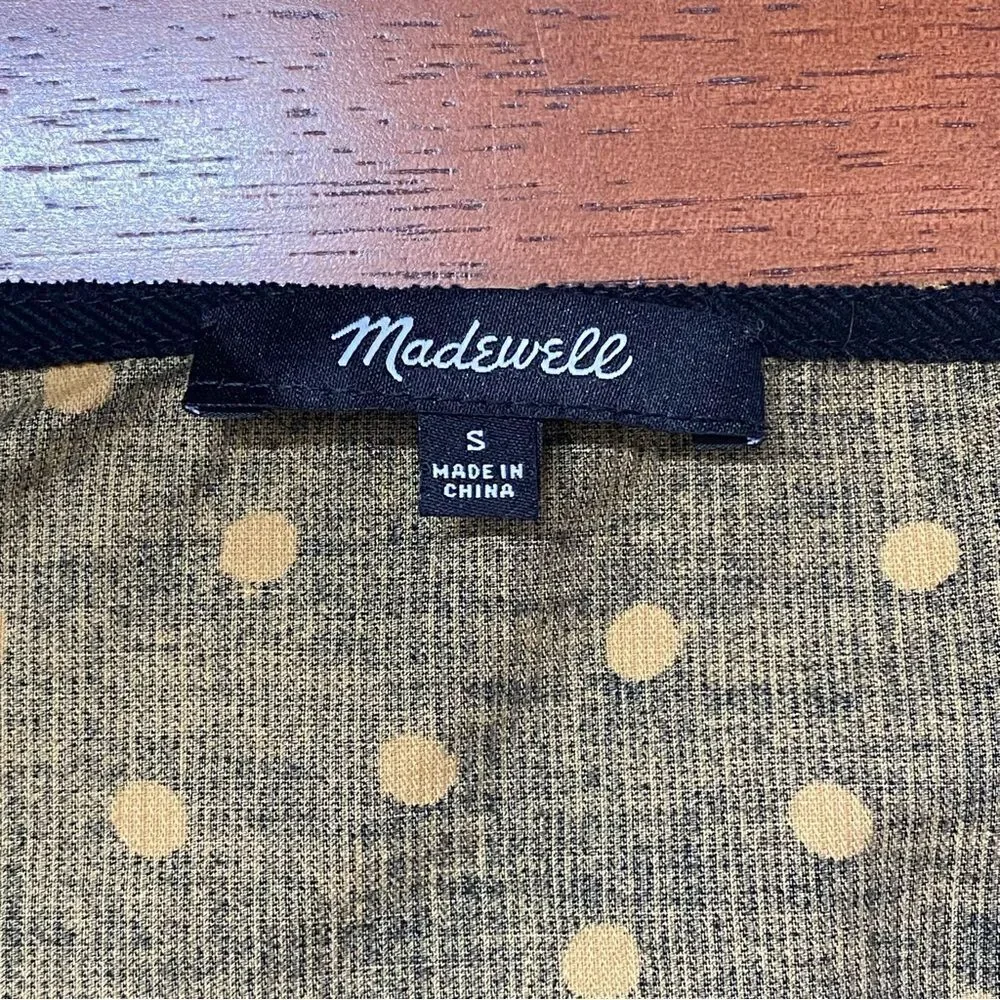 MADEWELL Corduroy Puff-Sleeve Wrap Top in Oval Dot SMALL 2021